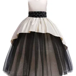 Tilism Net Knit Sleeveless Colour Blocked & Pearls Embellished Layered Gown - White-picture-42