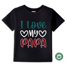 BLUSHES 100% Cotton Fathers Day Theme Half Sleeves I Love My Papa Text Printed Tee - Black-image-84