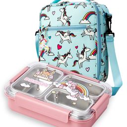 Little Surprise Box Princess Magic stainless Steel Kids Lunch Box with Lunch Bag - Mint Green-picture-18