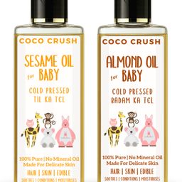 Coco Crush Cold Pressed Almond and Sesame Oil Combo for Baby Hair and Body Massage - 200ml (2*100ml)-92