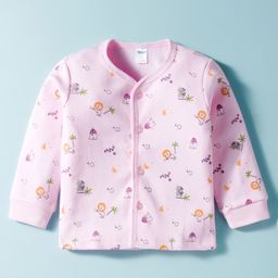 Tango Fleece Knit Full Sleeves Jhabla with Jungle Theme Print - Pink-picture-43