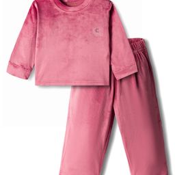Kanvin Knit Full Sleeves Solid Color Co-ords Winter Wear Sweatshirt & Lounge Pant Set - Pink-picture-27