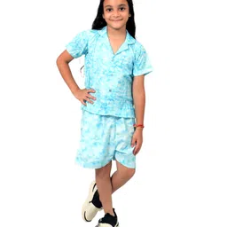 Tilism Knit Half Sleeves Leaves Printed Shirt & Shorts Coordinating Night Suit Set - Multi Colour-picture-22