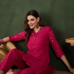Sangria Embroidered Pure Cotton Kurta & Trouser-picture-21