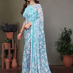 Moda Rapido Floral Embroidered Pure Georgette Saree image 3