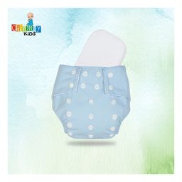 Chinmay Kids Cloth Diaper Adjustable Reusable Washable Printed Button Diaper With Insert - Blue image 2
