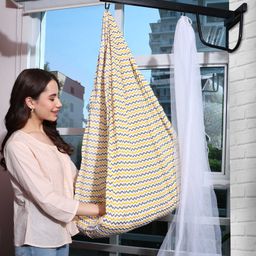 SafeChamp Meander Baby Swing Cradle With Mosquito Net , Pillow And Spring (Yellow) image 2
