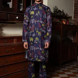 PATR Men Floral Printed Regular Kurta with Trousers-picture-15