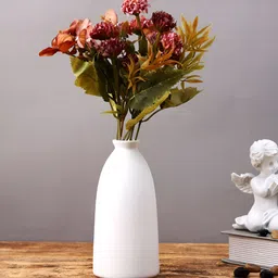 TAYHAA White Matte Ceramic Arctic Frost Flower Vase-image-13