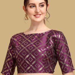 Oomph! Woven Design Boat Neck Jacquard Saree Blouse-picture-47