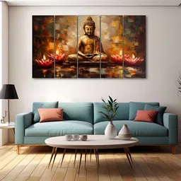 The Castle Decor Brown 5 Piece Wood Other Wall Paintings-image-41