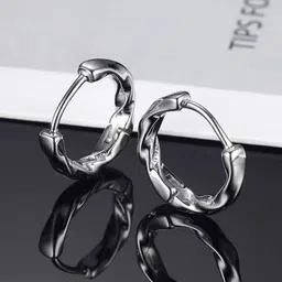 Young & Forever Unisex Sterling Silver Plated Circular Shaped Hoop Earrings-picture-10