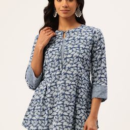 FERANOID Floral Printed Pure Cotton Pleated Kurti-picture-39