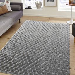 OBSESSIONS Grey Solid Anti-Skid Polyester Carpet-23