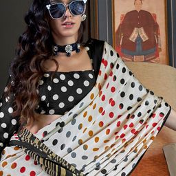 Mitera Polka Dot Poly Crepe Patola Saree image 5