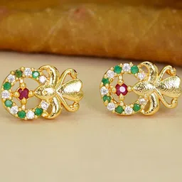 DIVASTRI Gold-Plated American Diamond Studs-image-55