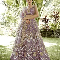 KALINI Embroidered Thread Work Semi-Stitched Lehenga & Unstitched Blouse With Dupatta-picture-43