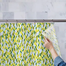 ArtzFolio Green & Yellow Printed Waterproof Shower Curtain-image-79