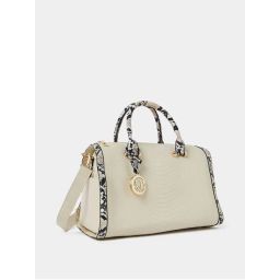 Styli Snakeskin Panel Print Bowling Bag with Zip Closure-picture-43