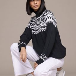 The Roadster Lifestyle Co. Pure Acrylic Argyle Design Longline Pullover-image-70