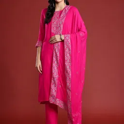 Anouk Ethnic Printed Kurta Set With Dupatta image 5