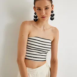 Koton Striped Pure Cotton Tube Crop Top-image-89