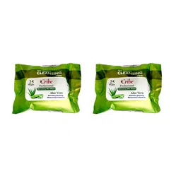 CRIBE Set Of 4 Rose & Aloe Vera Extract Wet Cleansing Wipes With Vitamin E - 25 Wipes Each image 1