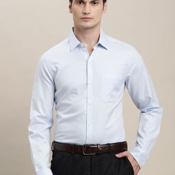 Turtle Spread Collar Long Sleeves Pure Cotton Classic Slim Fit Formal Shirt-image-56