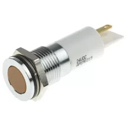 RS PRO Orange Panel Mount Indicator 21.6-26.4V DC, Mounting Hole Size 14 mm, IP Rating IP67, Model No 8432528-3