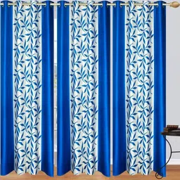 151 cm (5 ft) Polyester Semi Transparent Window Curtain (Pack Of 3) (Printed, Aqua)-image-84