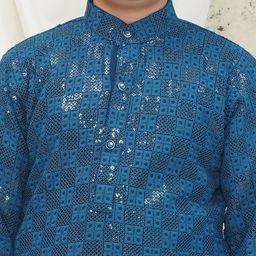 Aj DEZInES Boys Embroidered Regular Sequinned Kurta with Pyjamas image 4