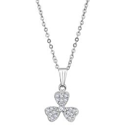 Anxvi Women Brass Rhodium-Plated American Diamond Flower Pendant With Chain-image-28