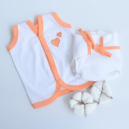 Yellow Doodle 100% Organic Cotton Sleeveless Everyday Essential Vest And Cloth Nappy Orange Hearts Print - Multicolor-image-51