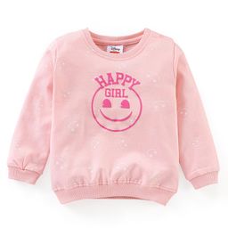 Babyhug Cotton Knit Full Sleeves Sweatshirt with EMOJI Graphics- Pink-image-62