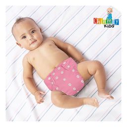 Chinmay Kids Cloth Diaper Adjustable Reusable Washable Printed Button Diaper With Insert - Pink-6