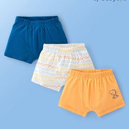 Babyoye 100% Cotton With Antibacterial Finish Dino Print Trunks Pack of 3 - Multicolour-image-81