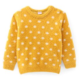 Babyhug Knit Full Sleeves Pullover Polka Dots Design - Yellow-picture-10