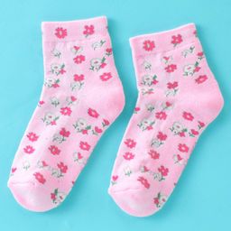 Mustang Cotton Ankle Length Socks With Floral Print - Pink-image-14