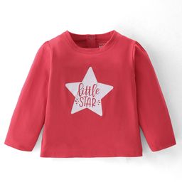 Babyhug 100% Cotton Knit Full Sleeves T-Shirt With Star Graphics - Red-image-56