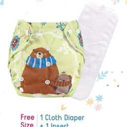 Butterthief Bear Printed Washable & Reusable Cloth Diaper for New Born Baby 0-24 Months  (1 Diaper + 1 Organic Cotton Absorber)-18