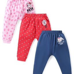 Babyhug Disney Interlock Knit Full Length Diaper Leggings 101 Dalmatians Print Pack of 3 - Red Pink & Blue-image-42