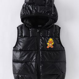 Kookie Kids Sleeveless Padded Hooded Jacket with Ears Applique & Duck Patch Detailing - Black-image-14