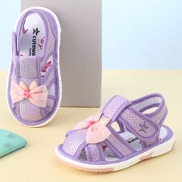 Cute Walk by Babyhug Sandals with Velcro Closure Bow Applique - Purple-image-14