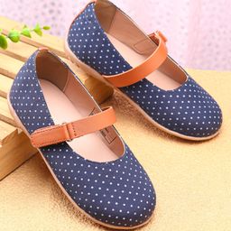 Babyoye Ballerina with Velcro Closer & Polka Dots Print - Blue-image-79