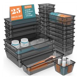 JD FRESH Set of 25 Unbreakable Drawer Organizer Drawer Organizer - Transparent Black-61