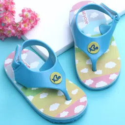 Babyoye Velcro Closure Flip Flop with Cloud Print - Light Blue-picture-9