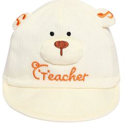 Kidofash Cotton Bear Applique Detailed Cap - Cream-picture-28