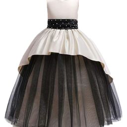 Tilism Net Knit Sleeveless Colour Blocked & Pearls Embellished Layered Gown - White-image-18