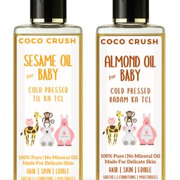 Coco Crush Cold Pressed Almond and Sesame Oil Combo for Baby Hair and Body Massage - 400ml (2*200ml)-93