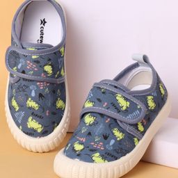Cute Walk by Babyhug Velcro Closure Dino Printed Casual Shoes - Blue-image-74